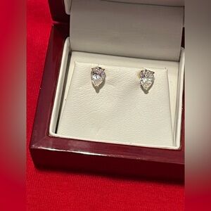 Pear shape CZ stud earrings 14k gold